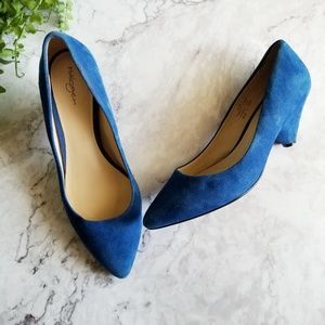 Halogen | Payton Blue Suede Cone Wedge Pump